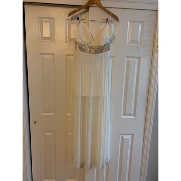 White Sheer Overlay Maxi Skirt Size Large - Picture 4 of 8